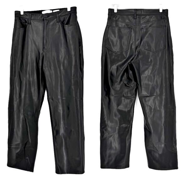 Abercrombie & Fitch Vegan Leather Ankle Straight Pants Womens 29/8 Black - Picture 10 of 16